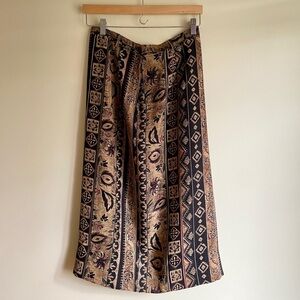 Vintage Bohemian Patterned Midi 30" Skirt Black Tan